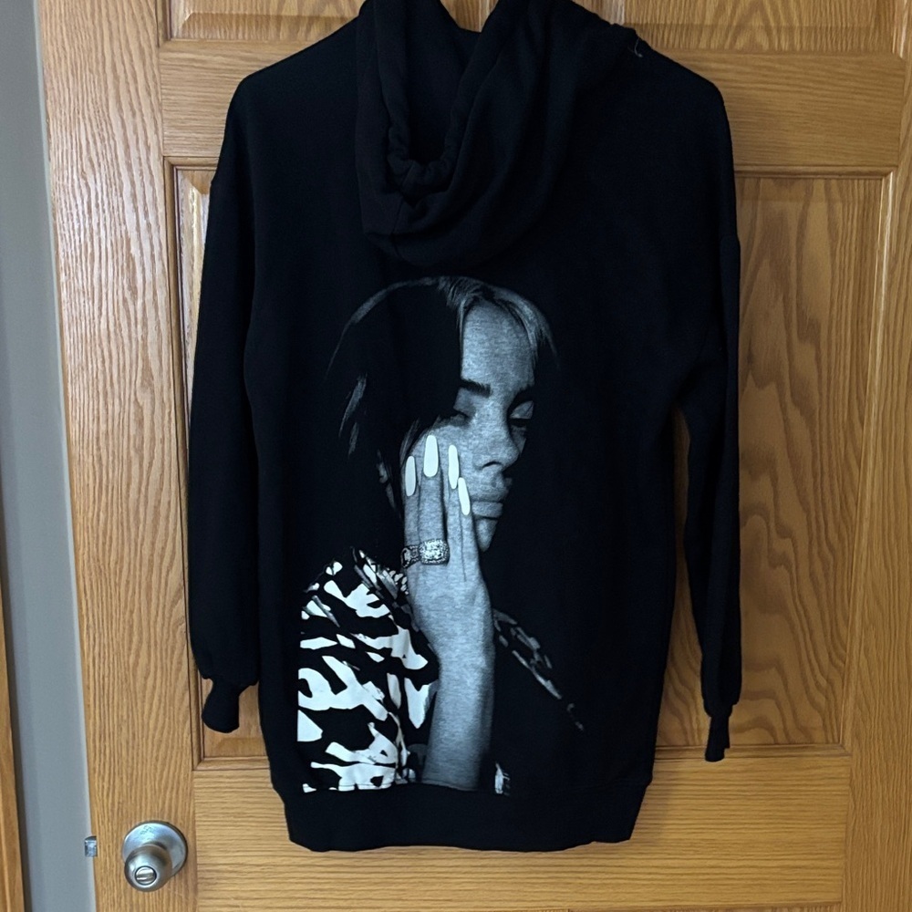 Billy Eilish Black Hoodie Sweatshirt Hooded Dress